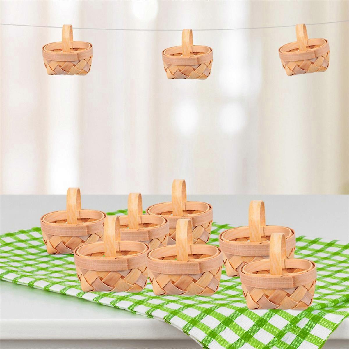 12Pcs Wood Mini Baskets Manual Woven Baskets Candy Storage Box