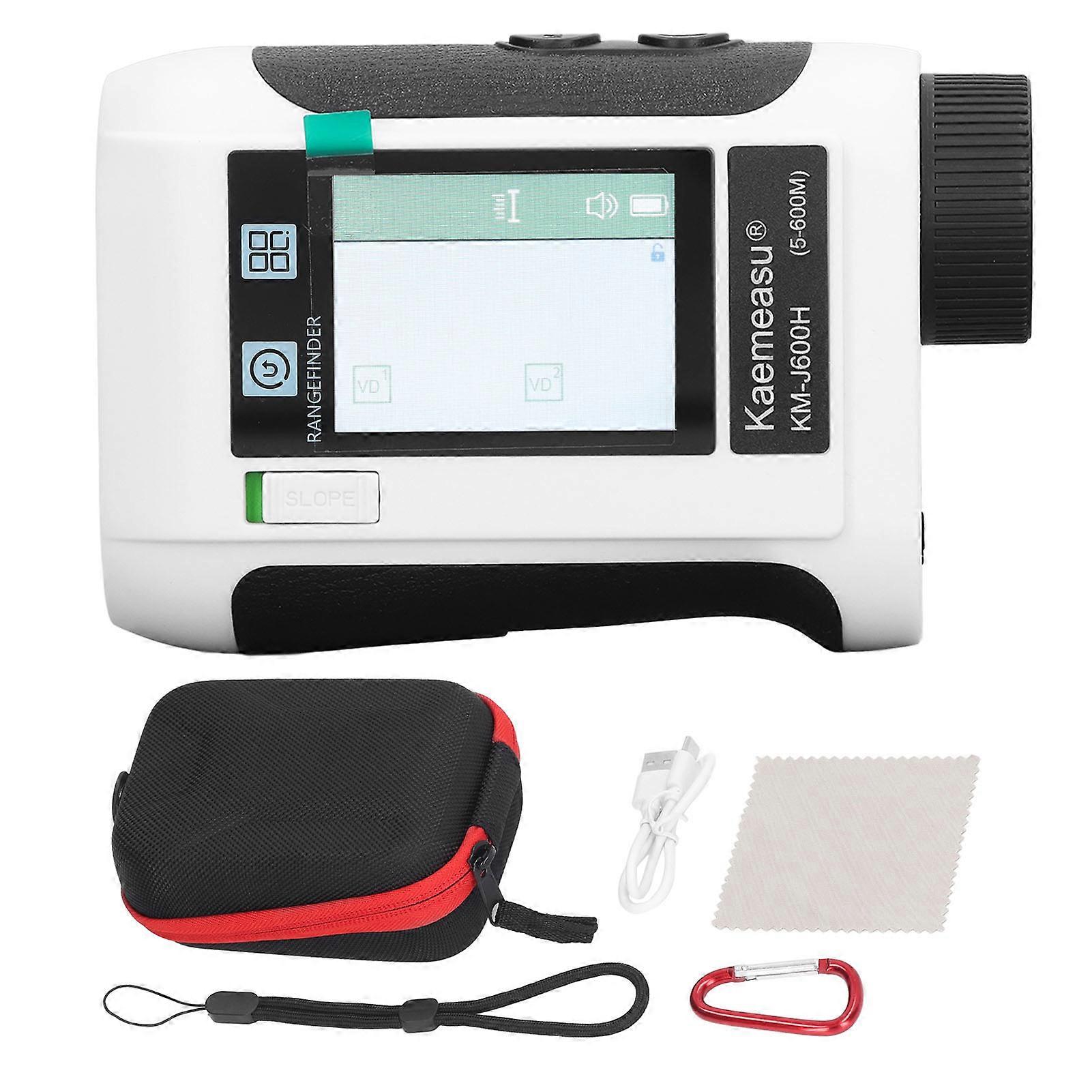 Laser Golf Rangefinder Voice Broadcast 656 Yards 6.5X Magnification Golf Distance Finder with LCD Touch Screen White