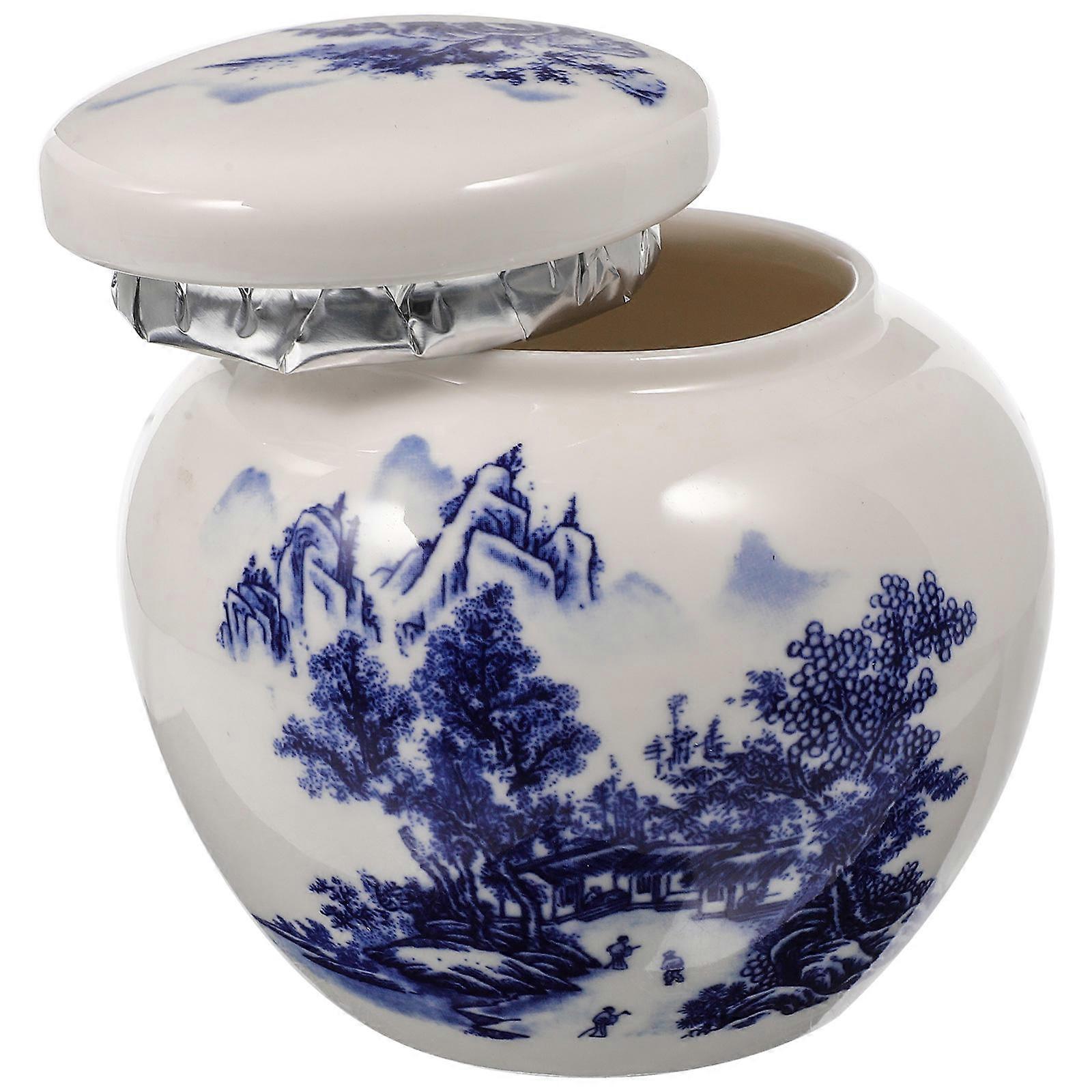 Premium Porcelain Tea Jar with Lid – Blue and White Design – For Loose Leaf Tea Storage in Kitchen, Home or Café