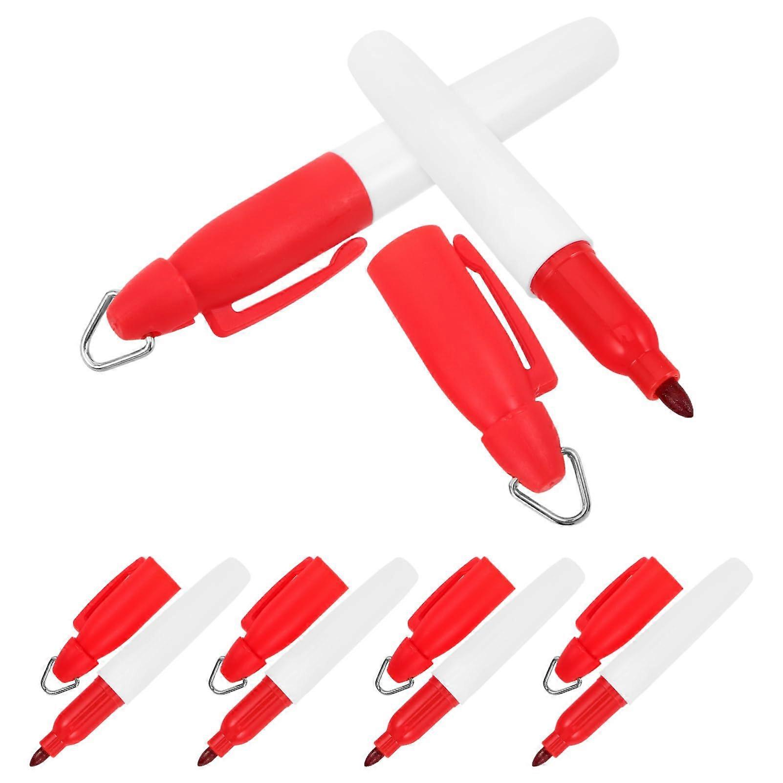Golf Markers Set of 6 Red Golf Ball Marking Pens with Drawing Tool for Golf Ball Lines and Marking Templates