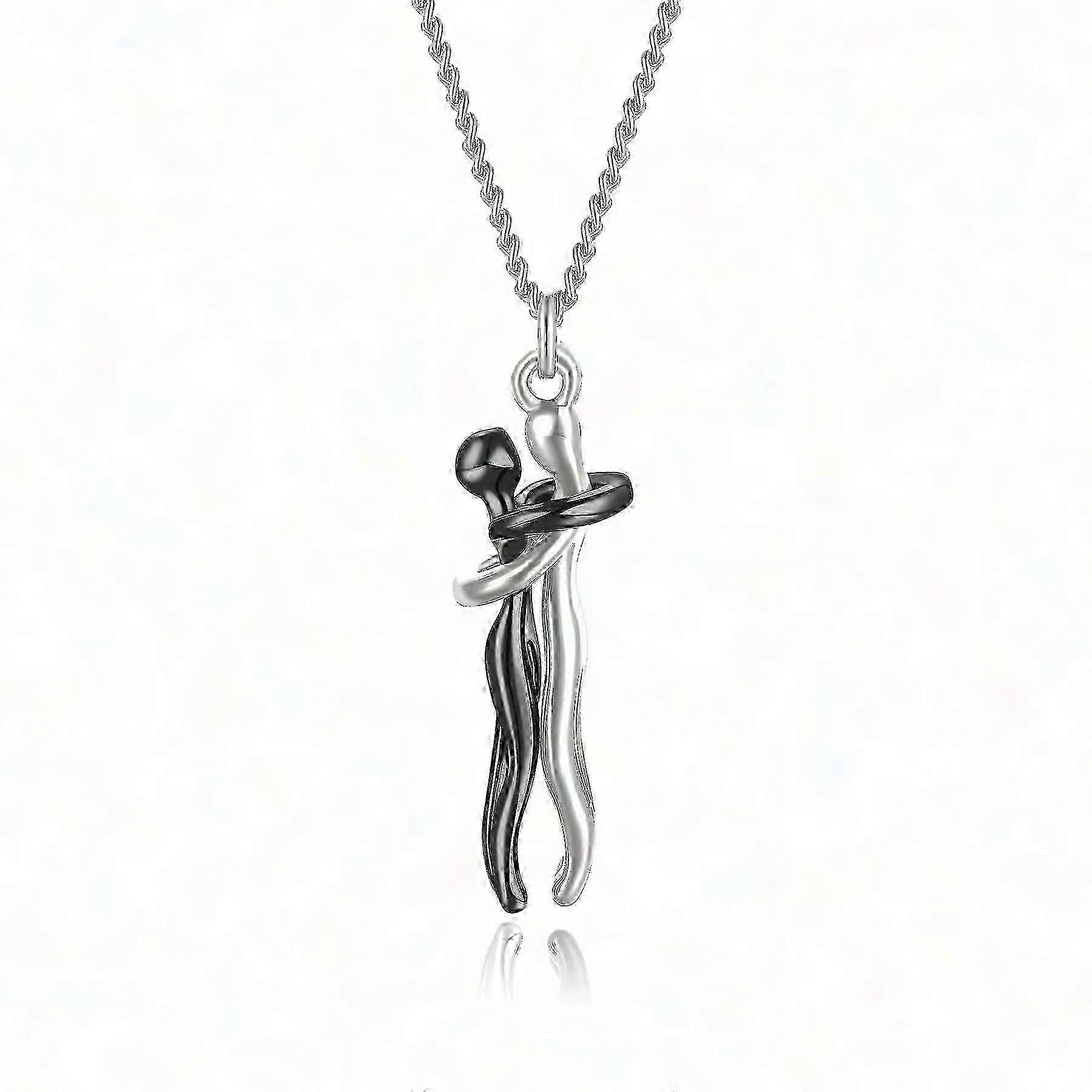S925 Sterling Silver Hug-design Necklace For Couples Ideal Valentines Day Gift -zhenv's Beloved Jewelry