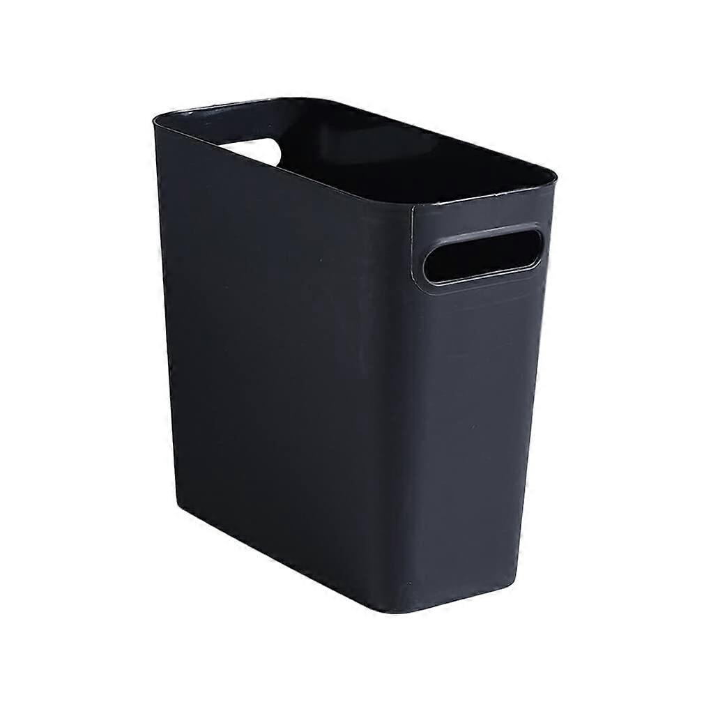 Slim Trash Can Without Lid Waste Paper Bin Handles Garbage Bin Solid Color Bathroom Toiletries Black Schwarz
