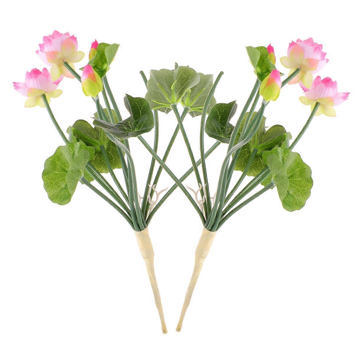 造花アレンジメントロータスシェイプホームデコレーションライトピンク32.00X18.00X5.00CMシルククロス2個