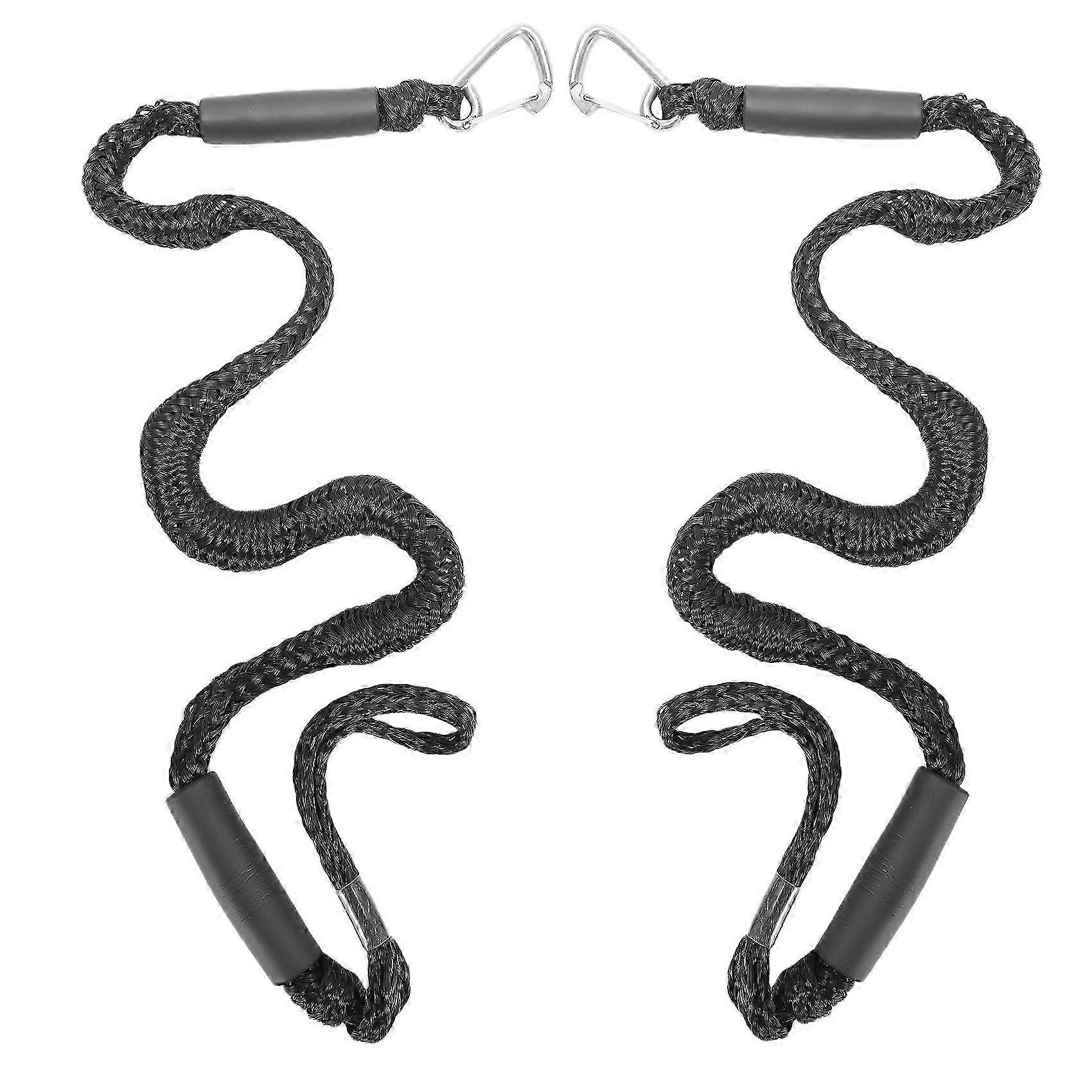 2Pack 4Ft Bungee Dock Line with Hook Mooring Rope for Boats, Pontoon, Kayak, Black