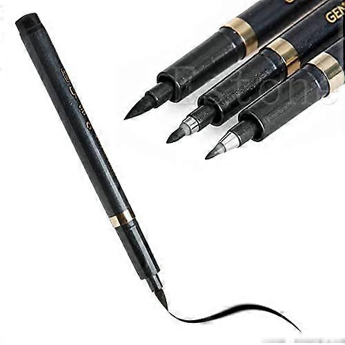 Japanese Calligraphy Shodo Brush Pen Set, Marker Drawing Tool (Black)