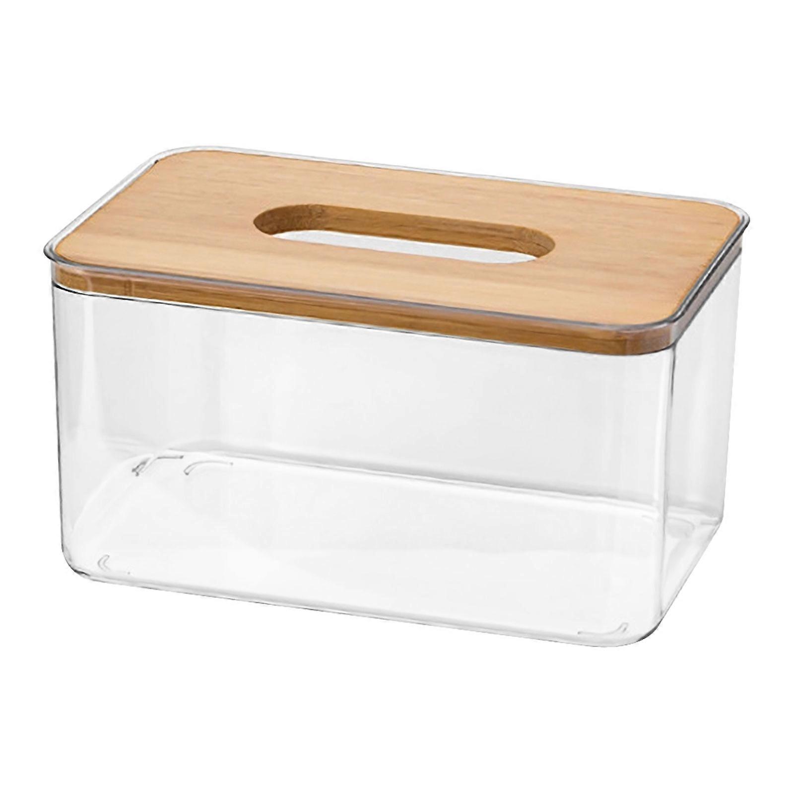 Facial Tissues Cube Boxes Bamboo Wood Tissue Box Cover For Car Desktop Tissue Container 1Set