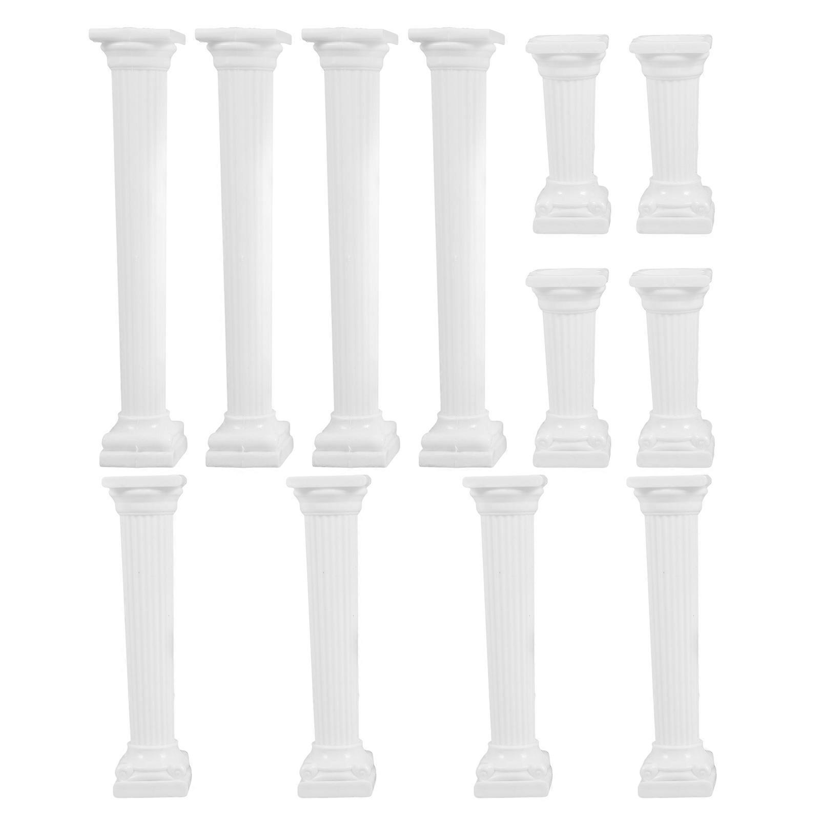 Roman Pillar Statue Mini Column for Home Use 12Pcs White Decorations