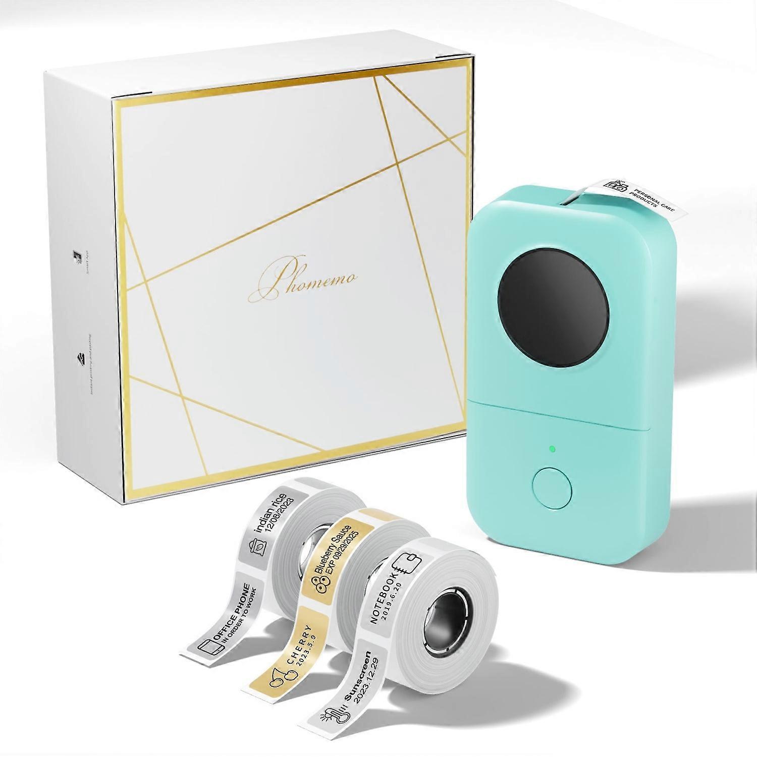 Phomemo D30 Thermal Label Printer With 3 Rolls Paper Green