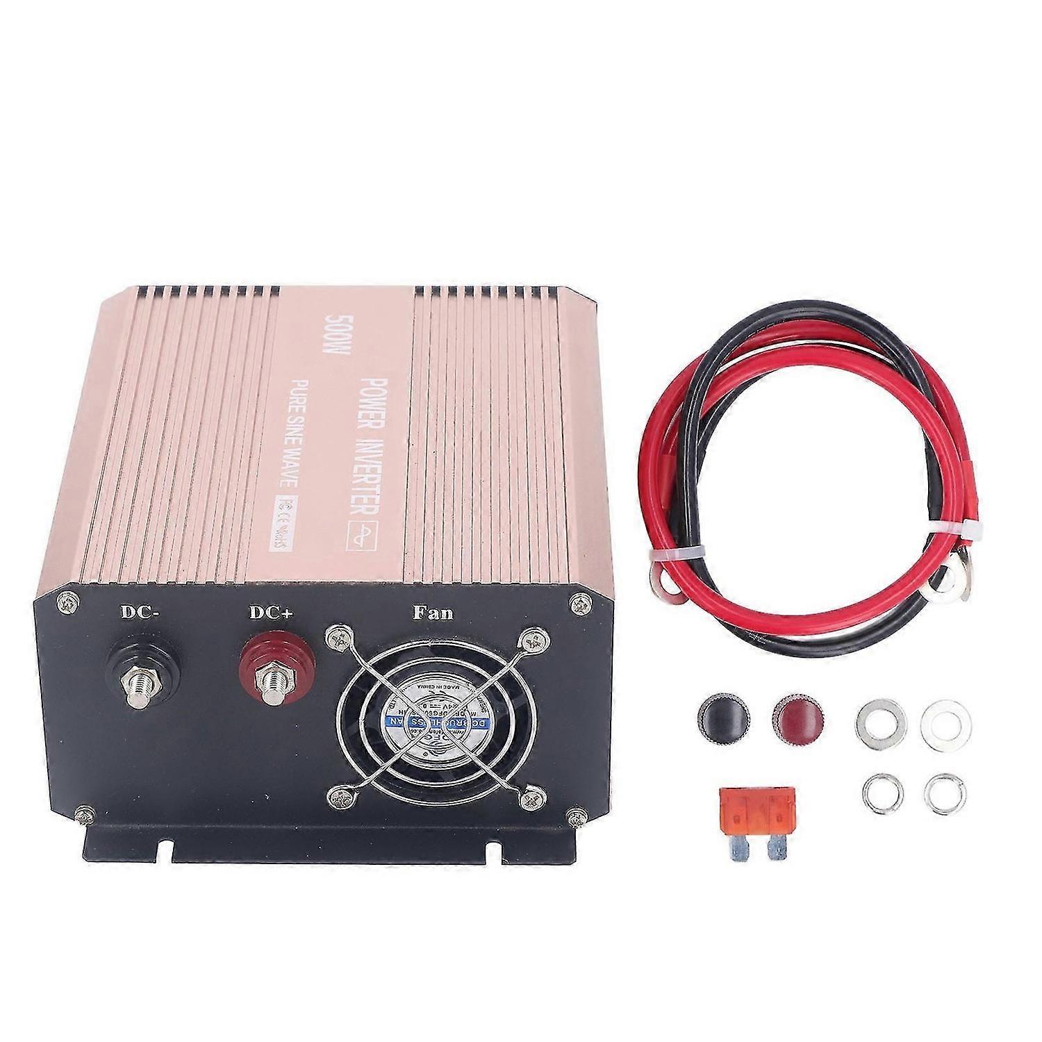 500W Power Inverter Pure Sine Wave LCD Display Multifunctional Voltage Inverter with AC Socket for Car Home Emergency 12V to 110V