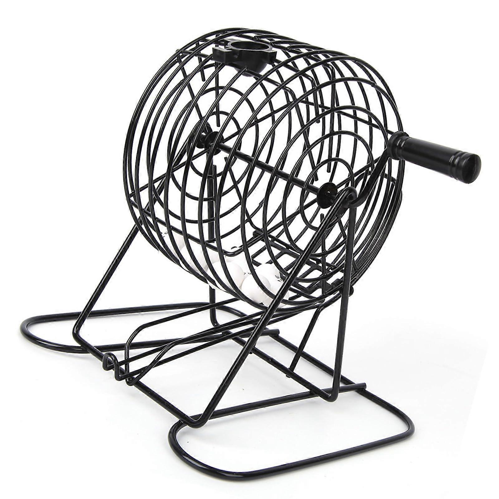 Bingo Game Set, Bar Party Lottery Machine, Family Entertainment with Balls Automatically Stored on Ball Slide, Made of Iron Plastic, Complete.