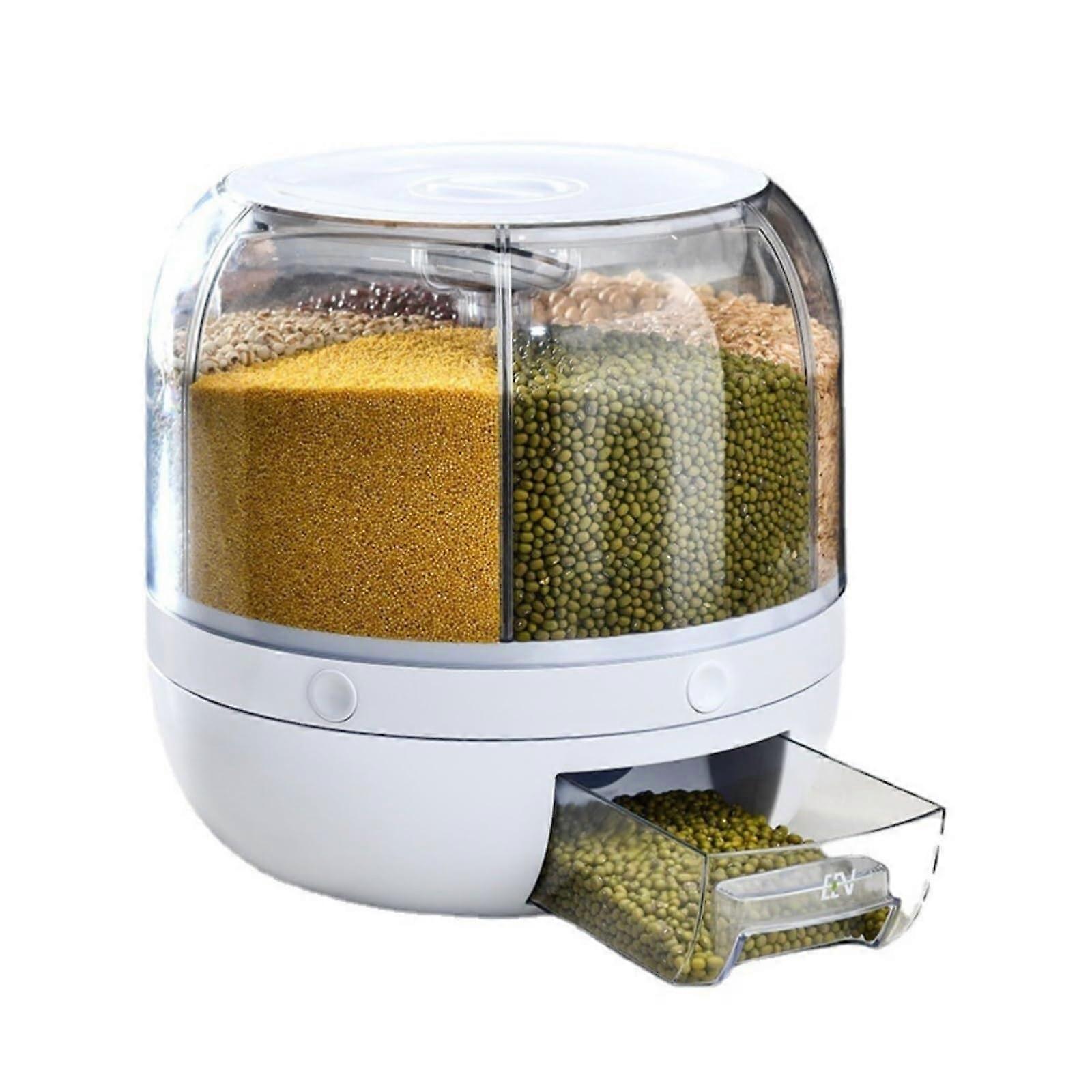 Cereal And Rice Dispenser With Large Capacity Dry Food Storage For Grains Beans Corn 27 Cm White
