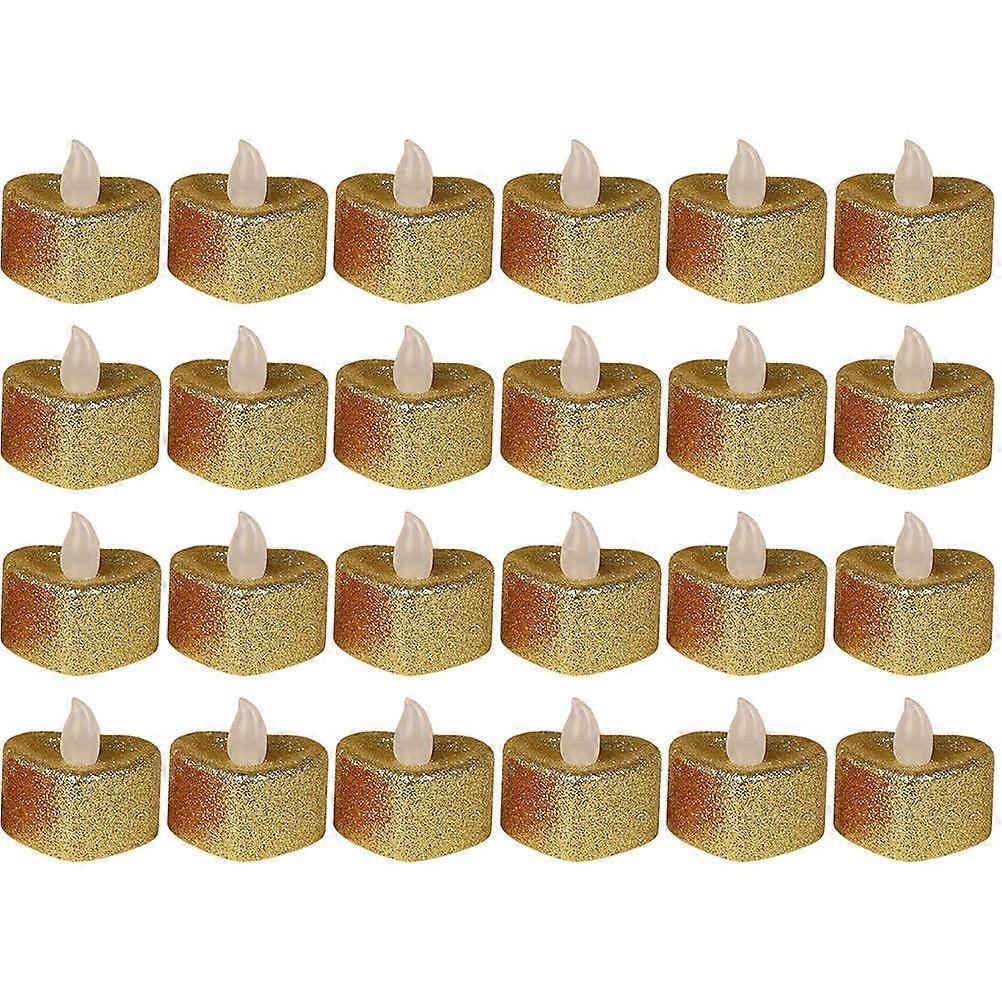 Flameless Candles Heart Shape Compact Size Battery Powered Romantic Atmosphere Creation Wedding 24Pcs