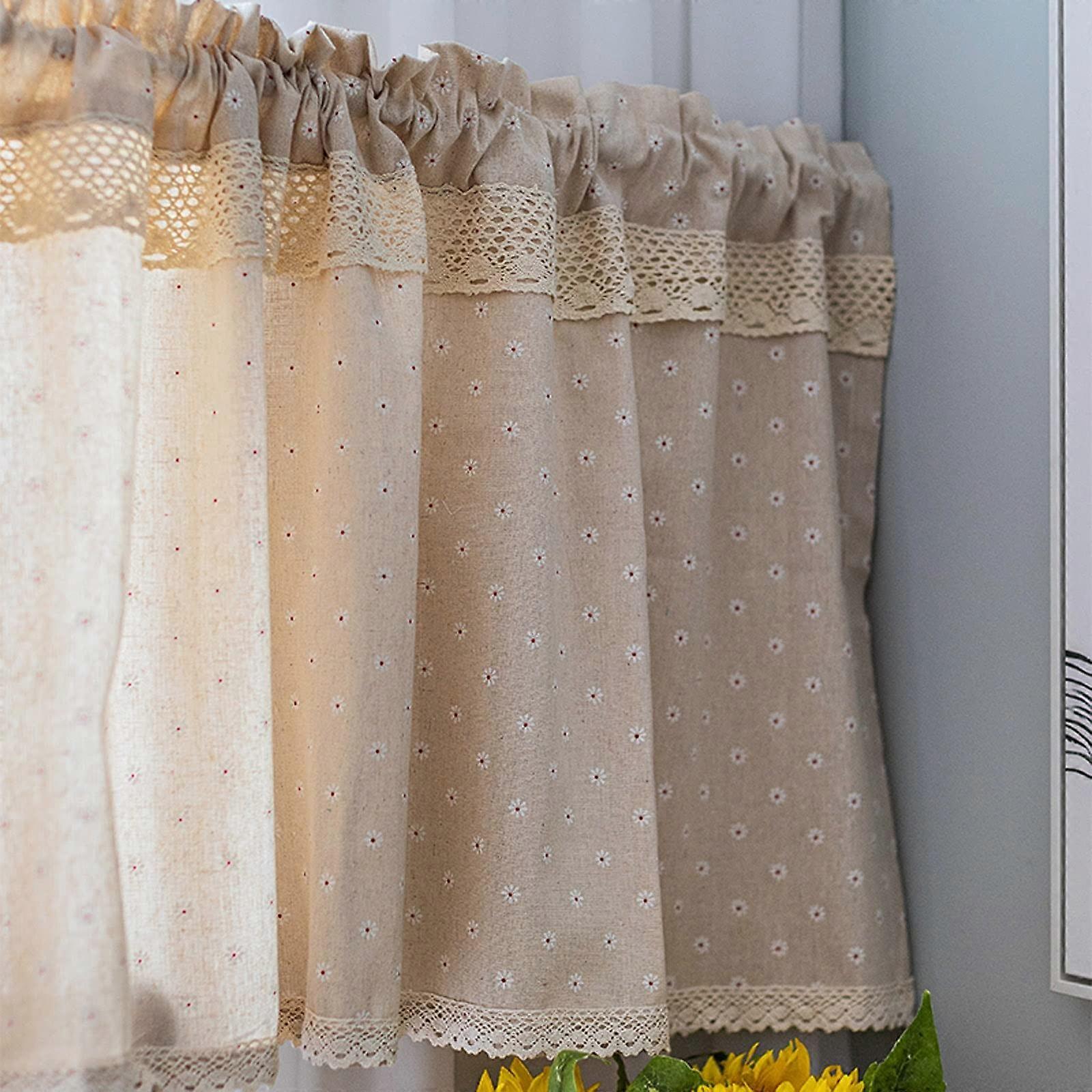 Half Window Curtains, Floral Tier Curtains, Soft Breathable Fabric, Thick Durable Vintage Style for Balconies, Cafes, Laundry Rooms