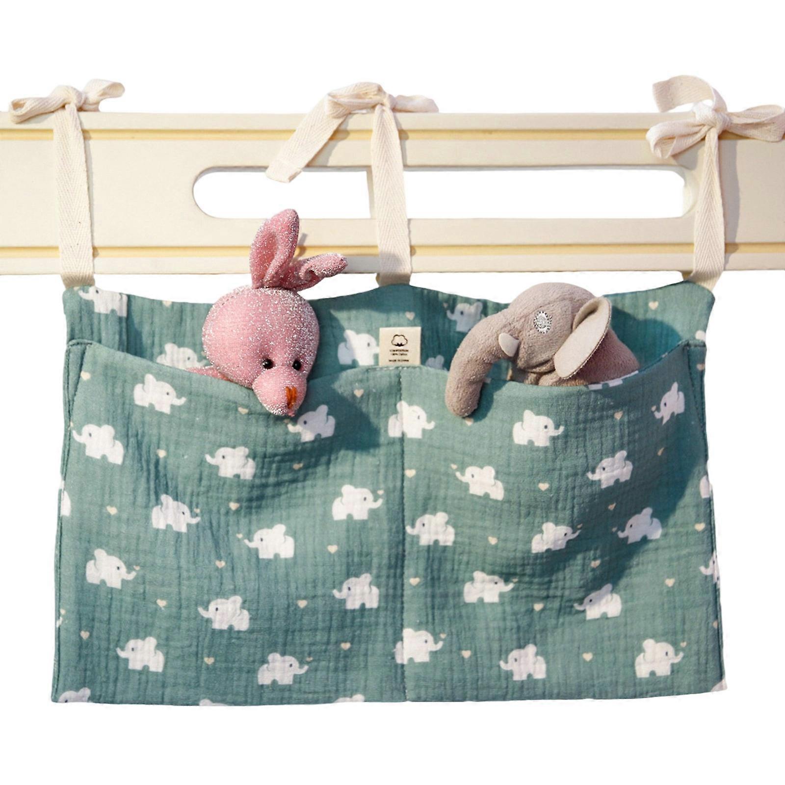 Stylish Double Layer Nursery Storage Bag Hanging Organiser Case Easy Securely Attaches to Cribs Highchairs Multicolor
