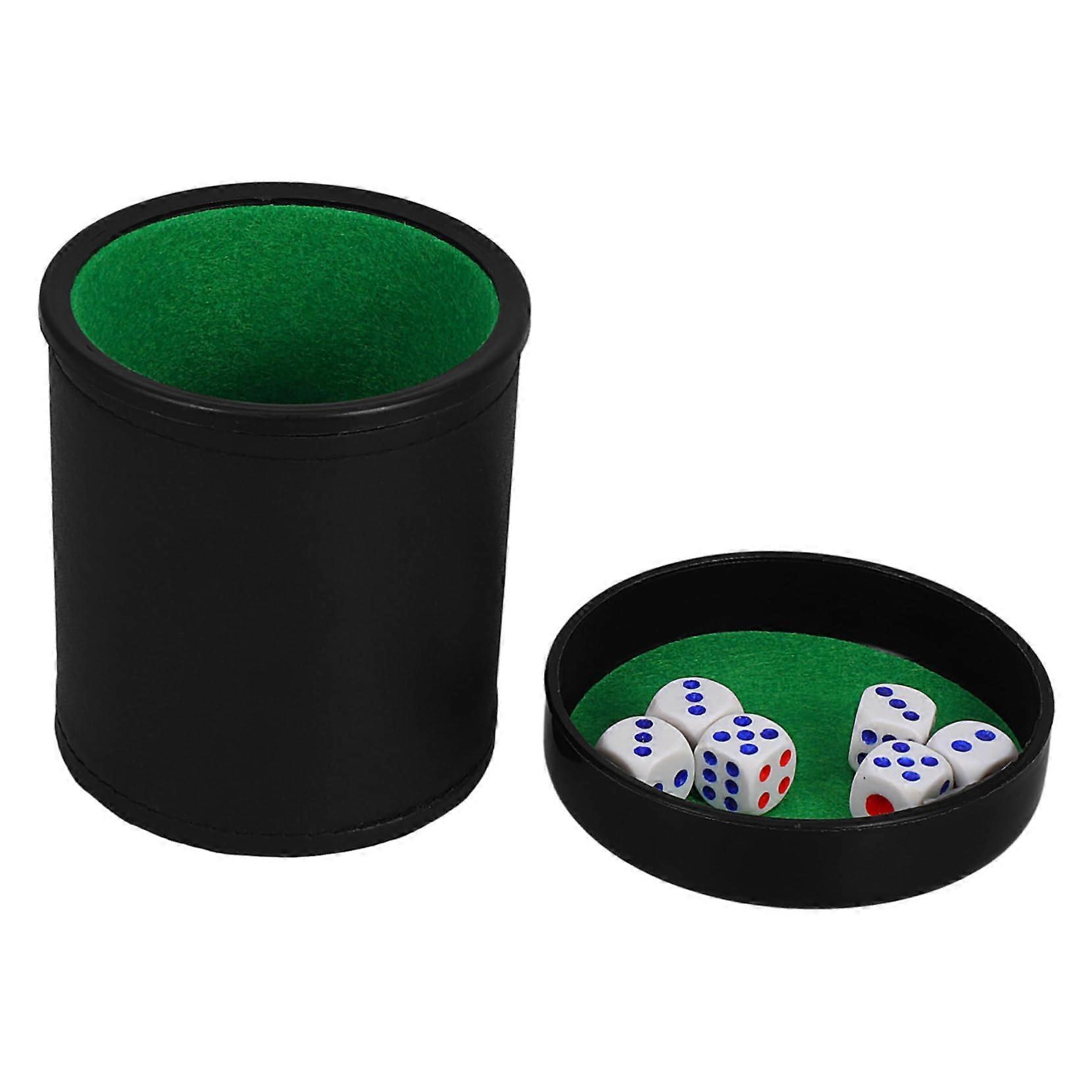 Dice Cup Set Silent Dice Holder with Velvet Interior Compact Dice Cup with Lid Includes 6 Dice for Game Evenings