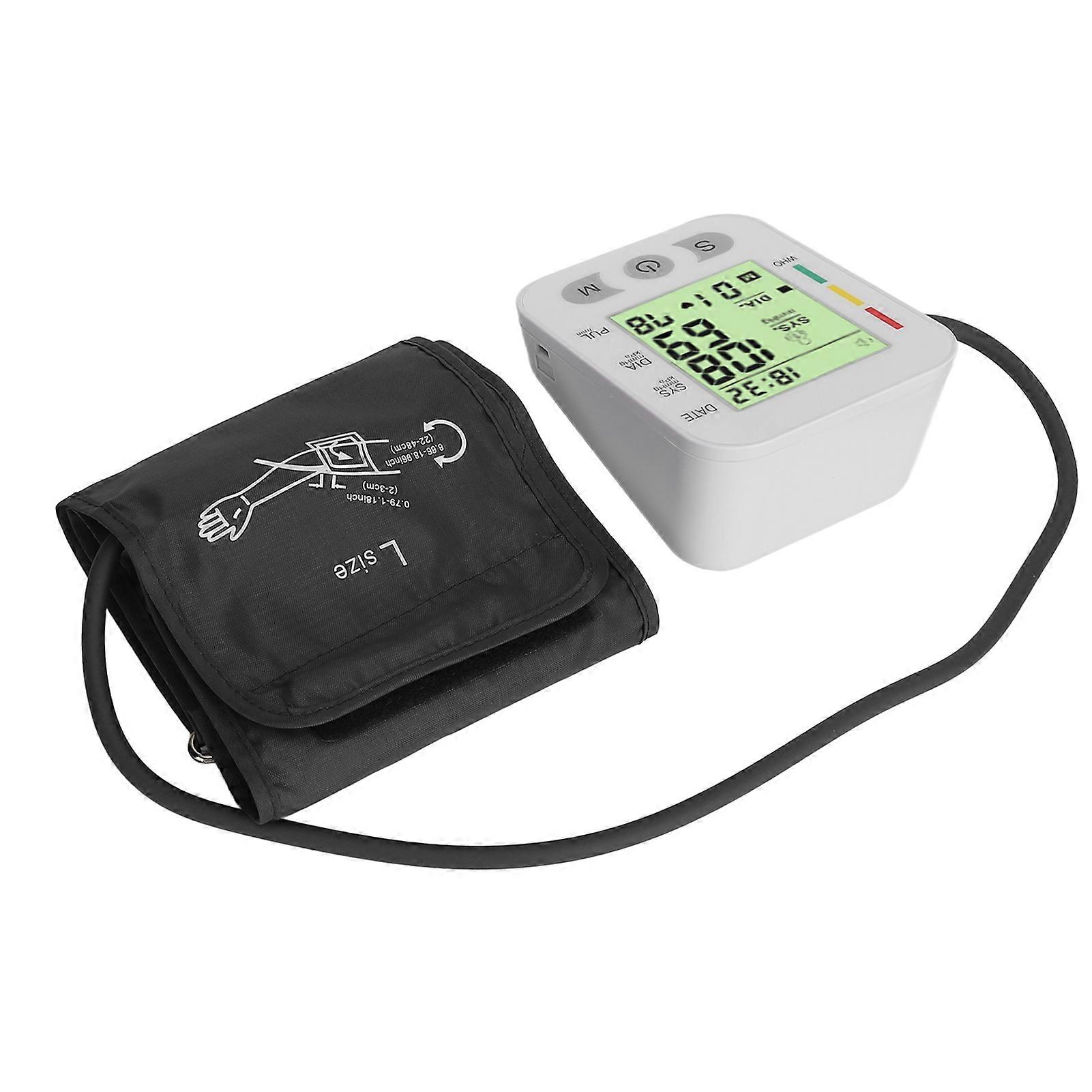 Upper Arm Blood Pressure Monitor Automatic Large LCD Display Accurate Data Digital Pulse Rate Monitor with Arm Cuff Without English Broadcast