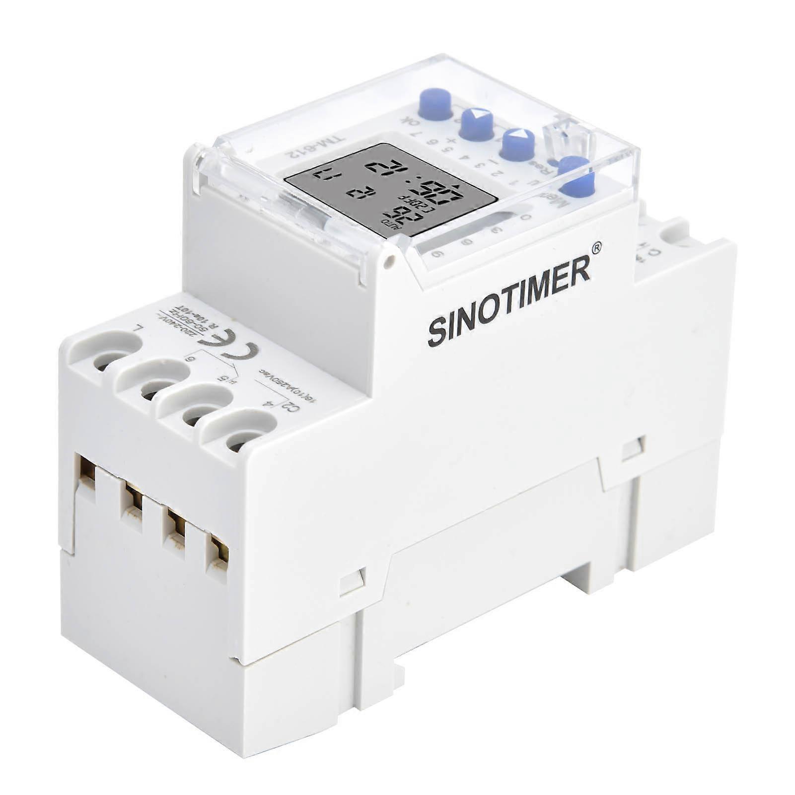 Time Control Switch Intelligent Power Supply Guide Rail Timer TM612 2‑Output AC220V