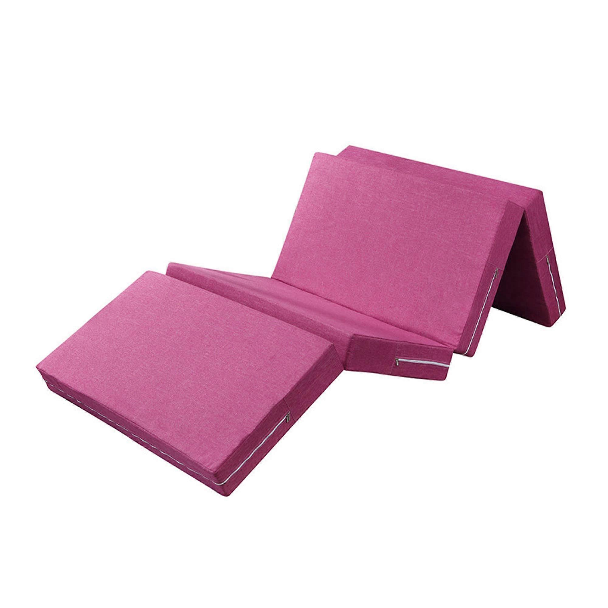 4-Fold Foldable Mattress 0.9 x 2 M High Density Foam Play Mat Compact Portable Bed for Adults & Children in Pink