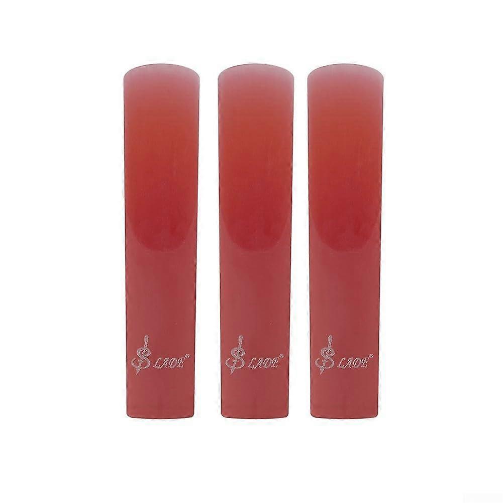 Set of 3 Red Resin Reeds for Saxophone and Clarinet, Compatible with Standard Sizes, Durable and Flexible Material