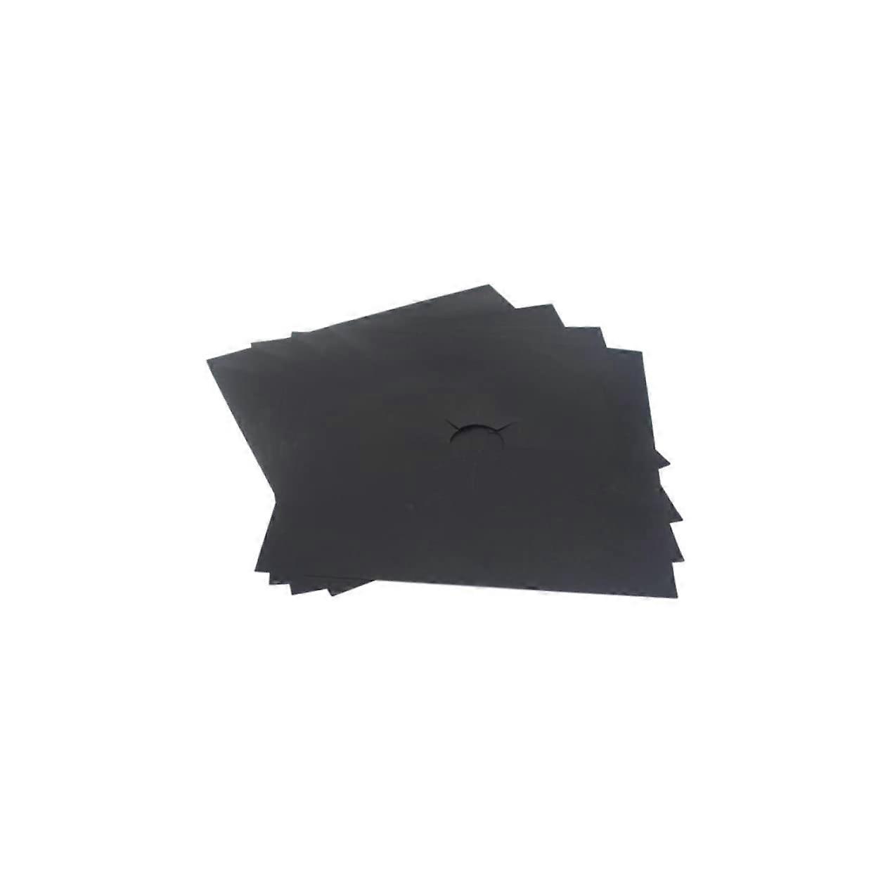 Stove Set of 4 Gas Burner Covers PTFE Underlay Mats for Easy Cleaning Black Compatible with Standard Gas Stoves