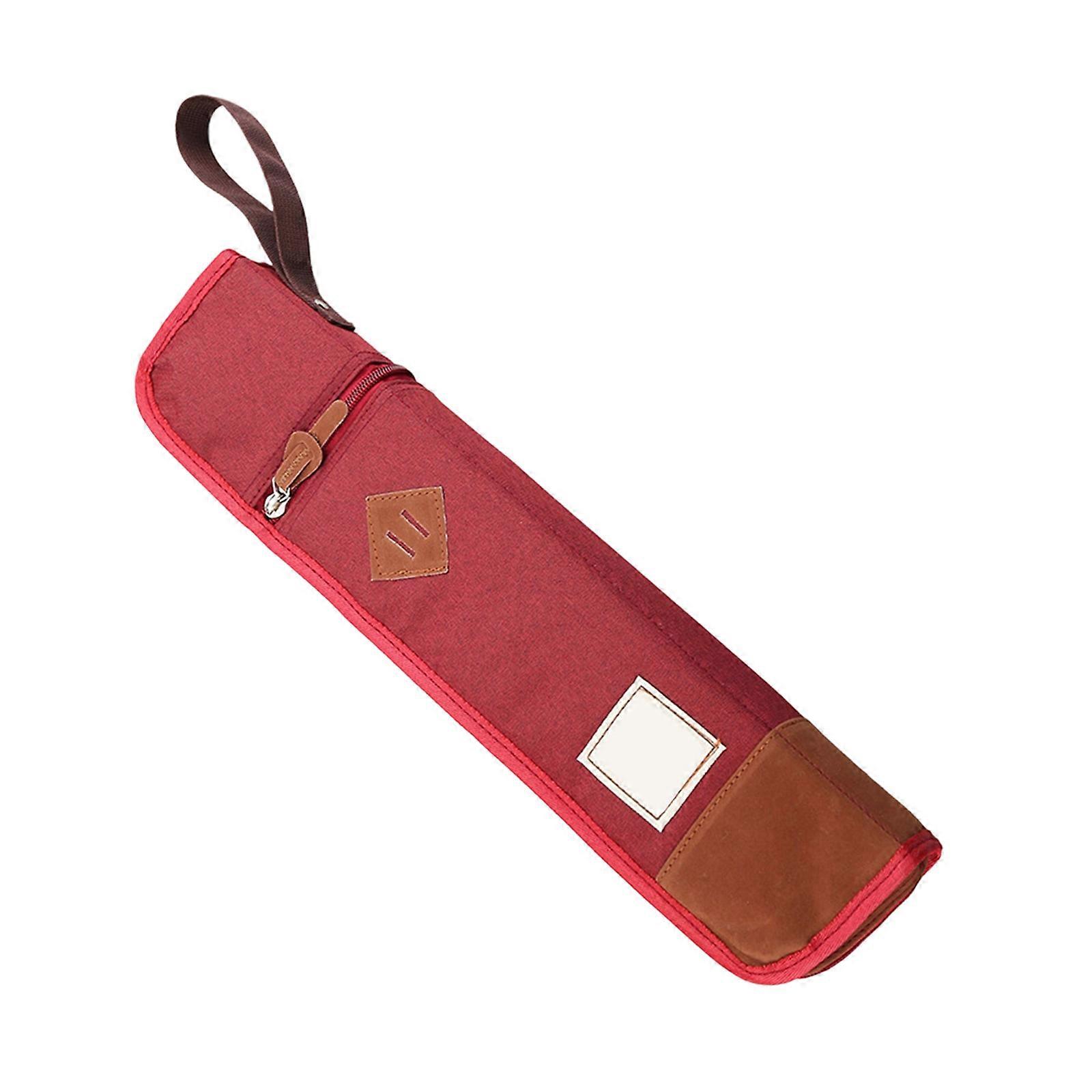 プロのドラムスティック収納バッグドラムスティックホルダー生地の質感ステージパフォーマンスや練習に適した赤