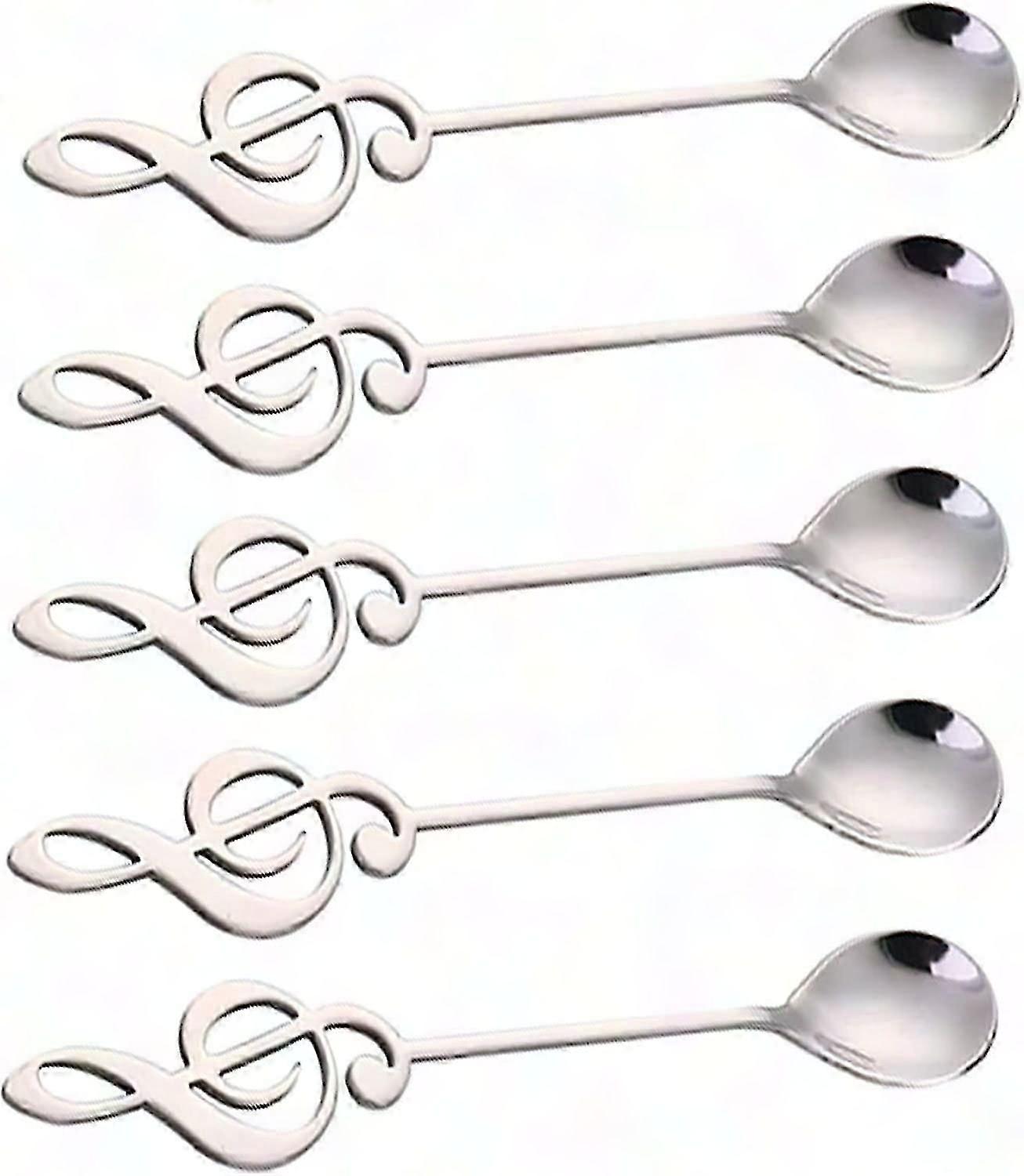5pcs steel musical note teaspoons for drinks