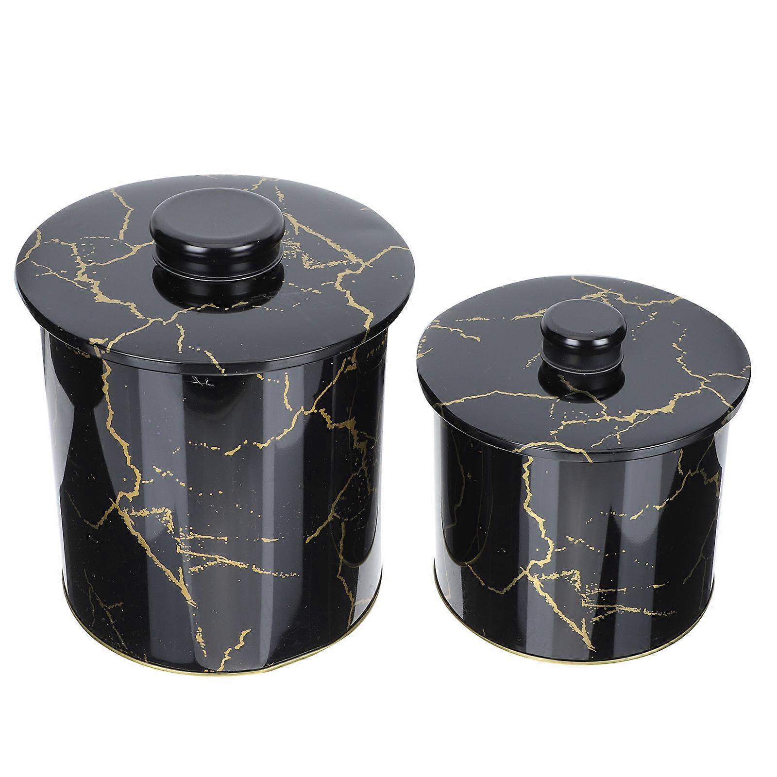 2pcs Lidded Tinplate Candy Jar & Biscuit Container for Festivals, Elegant Storage for Sweets & Cookies at Home