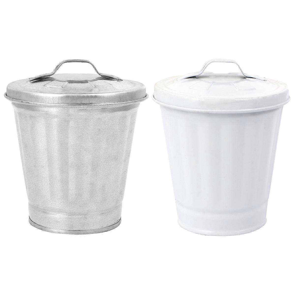Mini Garbage Can With Lid Stylish Trash Can for Home Office, Cute Wastebasket and Flower Pot for Tabletop Modern Design for Easy Storage and