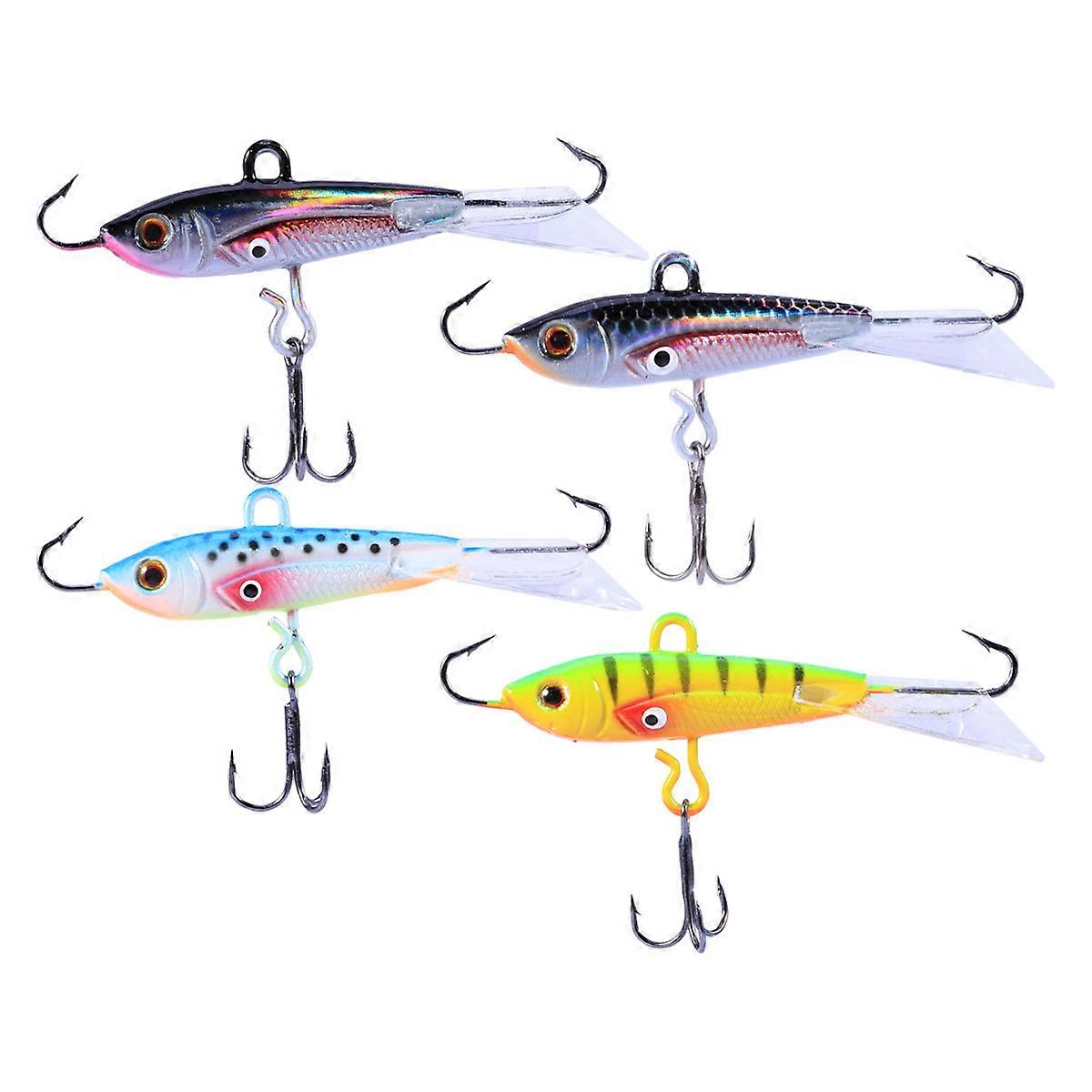 Minnow Fishing Lures High-Strength Hooks Outdoor Fishing 60mm Assorted Color Metal Attract Fish 4Pcs