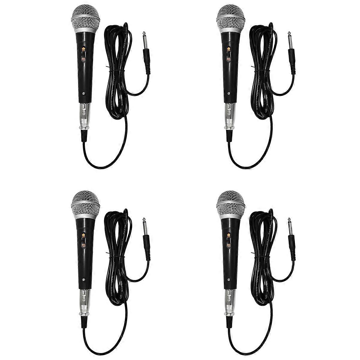4X Handheld Professional Wired Dynamic Microphone Clear Voice Mic for Karaoke Vocal Music Performanc