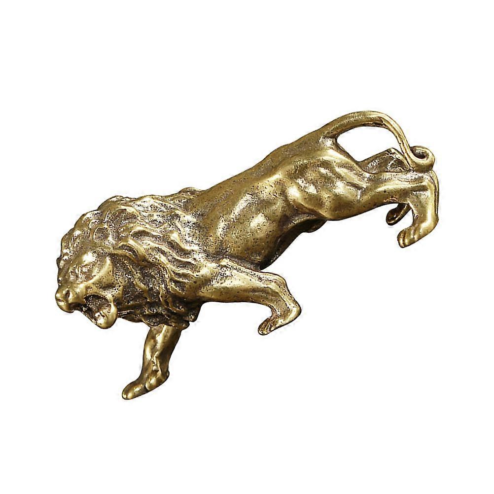 Golden Copper Lion Figurine for Decoration Sturdy and Craftsmanship 1pc
