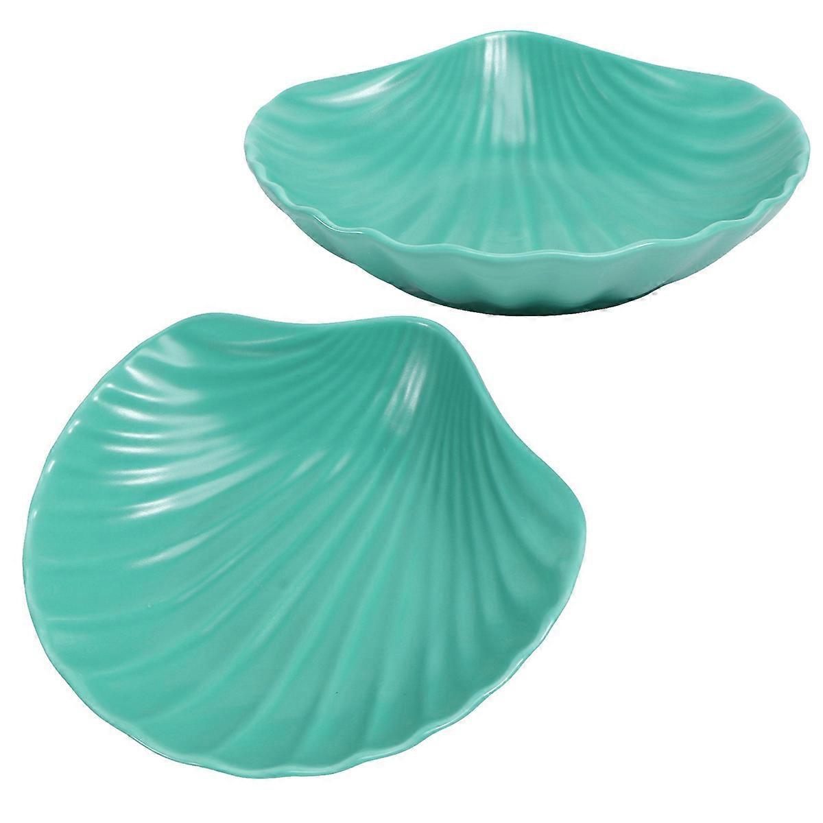 Elegant Ceramic Shell Shaped Salad Bowl for Desserts, Snacks – Versatile Serving Bowl for Home, Kitchen, Parties, Weddings, Gatherings – Green