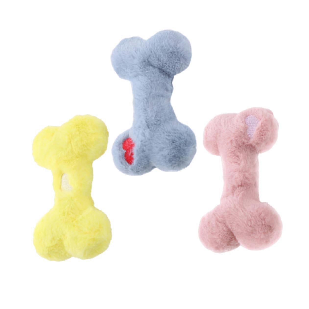 3piece Interactive Dog Toy Set, Washable Squeaky Toy in Bone Shape, Plush Chew Toy for Encouraging Play Behavior and Dental Care