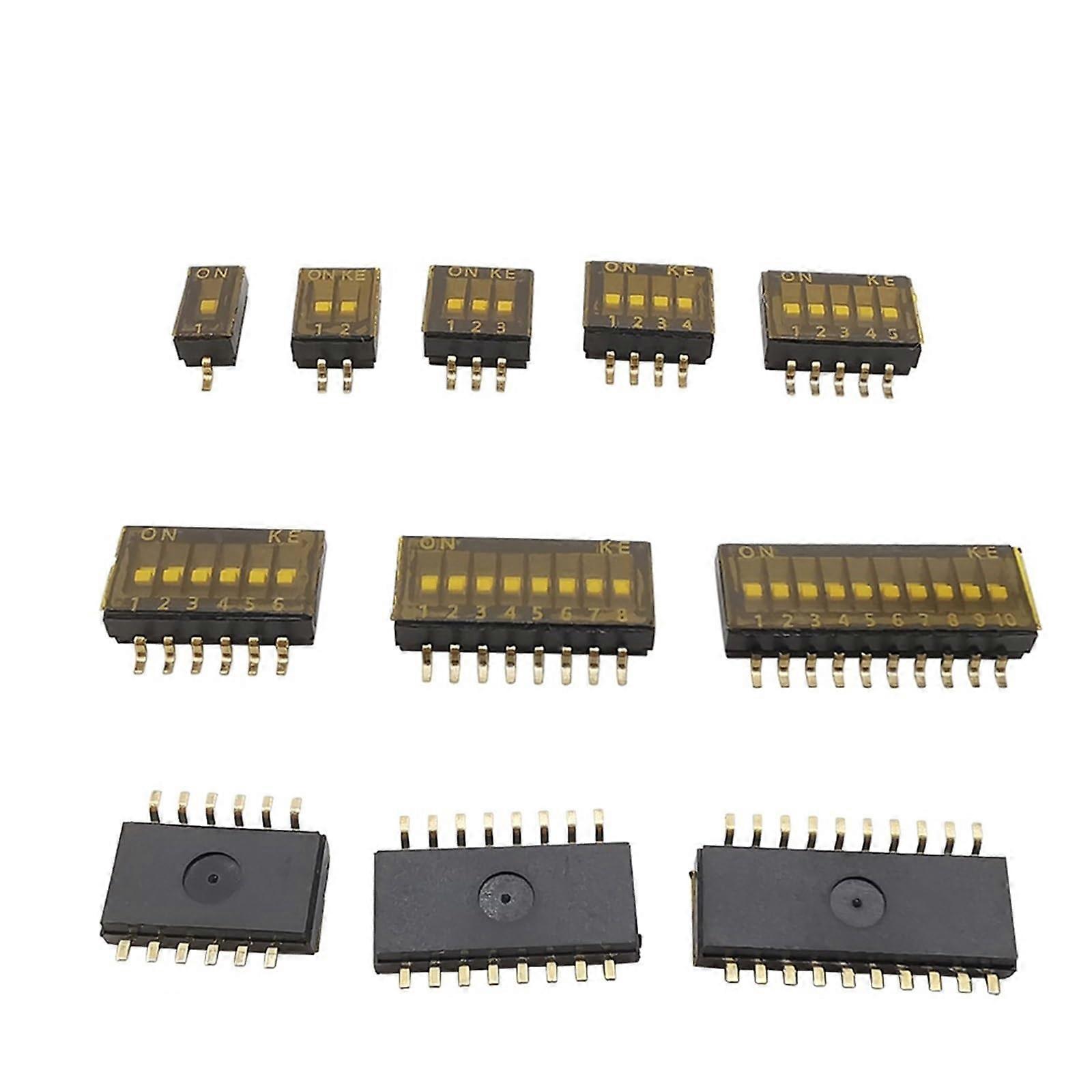 Snap Switch 1.27 mm Pitch SMD SMT Slide Toggle Dial Switch 1P to 10P Double Row DIP 3Pin Specifications