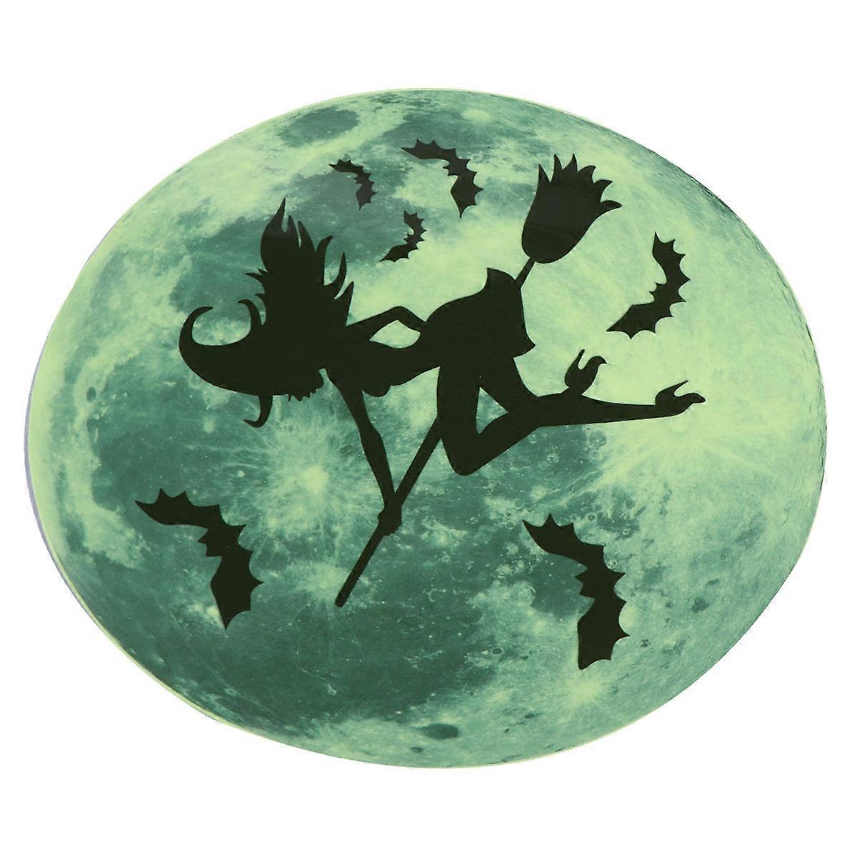 Glow in Dark Wall Stickers Halloween Witch Moon Pattern Assorted Color PVC Waterproof 1Pack