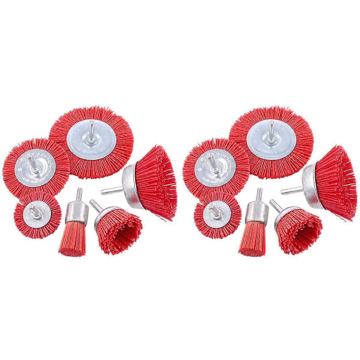 12Pcs Nylon Filament Abrasive Wire Brush Wheel & Cup Brush Set with 1/4 Inch Shank,6 Sizes Nylon Set
