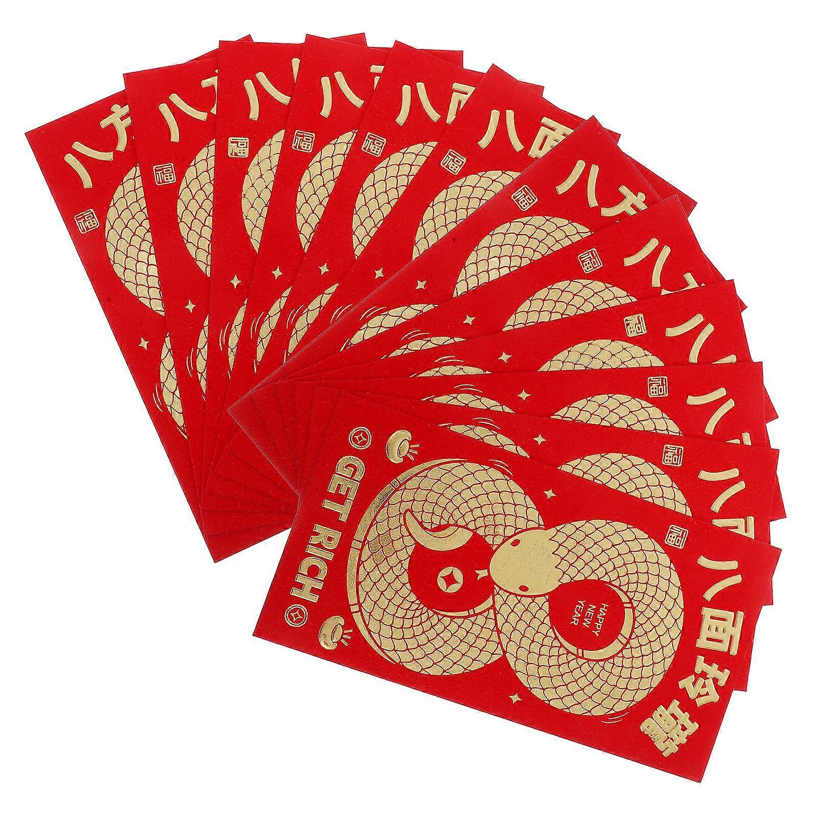 Red Envelopes for Wedding with Traditional Chinese Design and Glitter Matte Texture Made of Paper for Year of the Snake