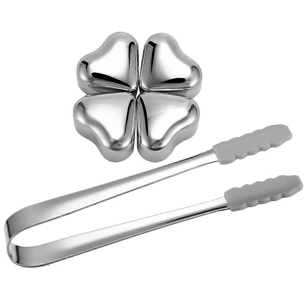 Reusable Stainless Steel Ice Cubes for Whiskey Glasses Heart Shaped Cooling Stones Safe and Rust Proof 1 Set