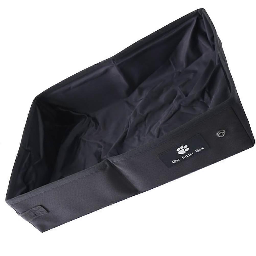 Black Foldable Cat Litter Box Portable Oxford Cloth for Travel Storage Use 22.5 x 18.5 x 6 Inches