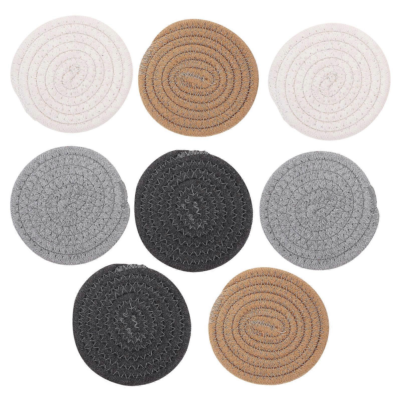 Desk Coasters Modern Style Square Cotton for Home Use Prevent Scratches 8Pcs