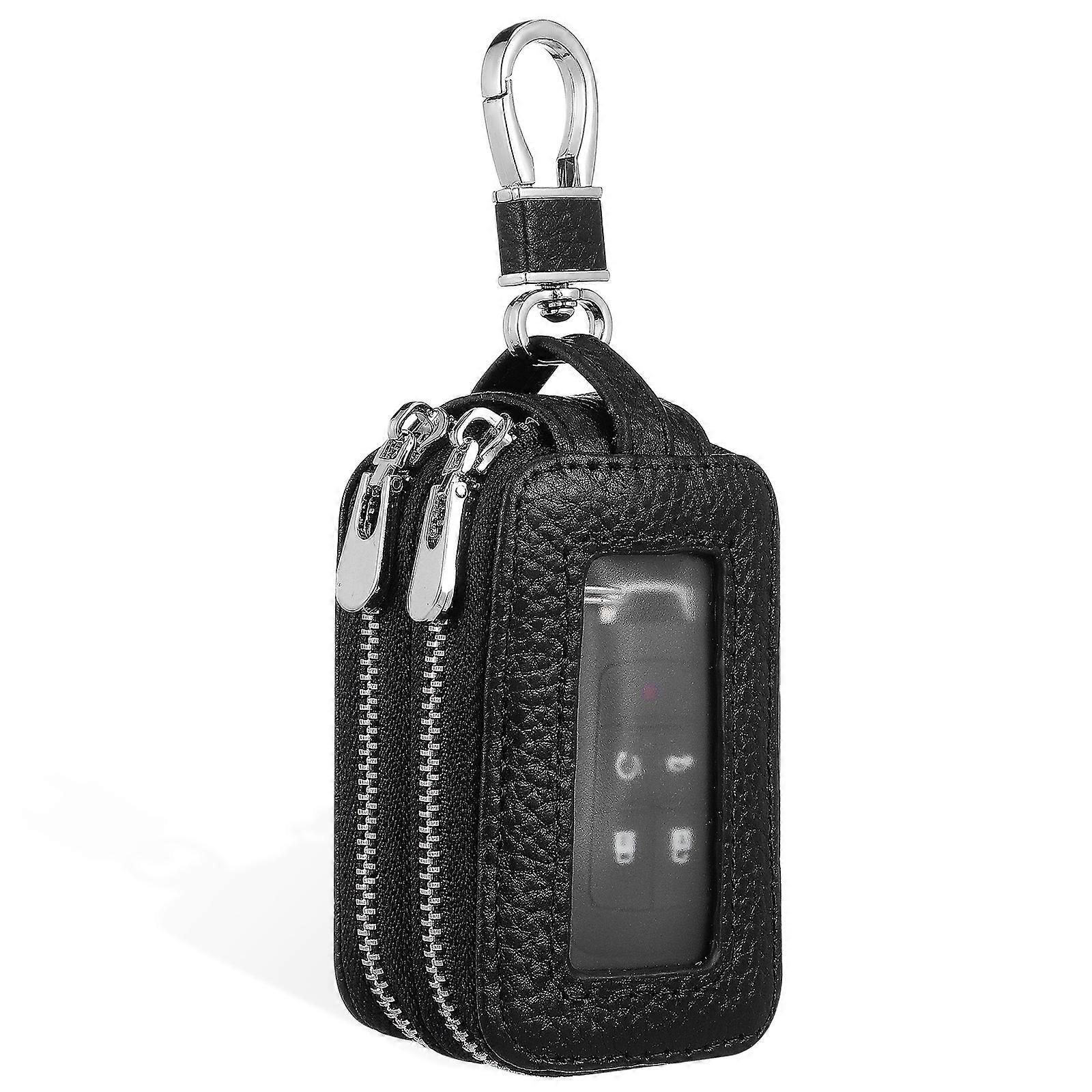 Car Key Holder Clear Front Key Fob Pouch Dual Compartment Car Key Case Car Key Fob Protector Key Bag Automotive Key Cover