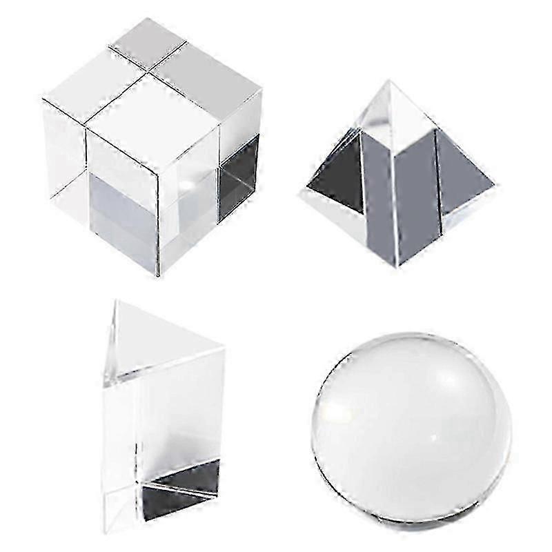 4 Pack K9 Optical Crystal Prism Set - Ball, Cube, Triangle, Pyramid for Photography & Teaching 2025
