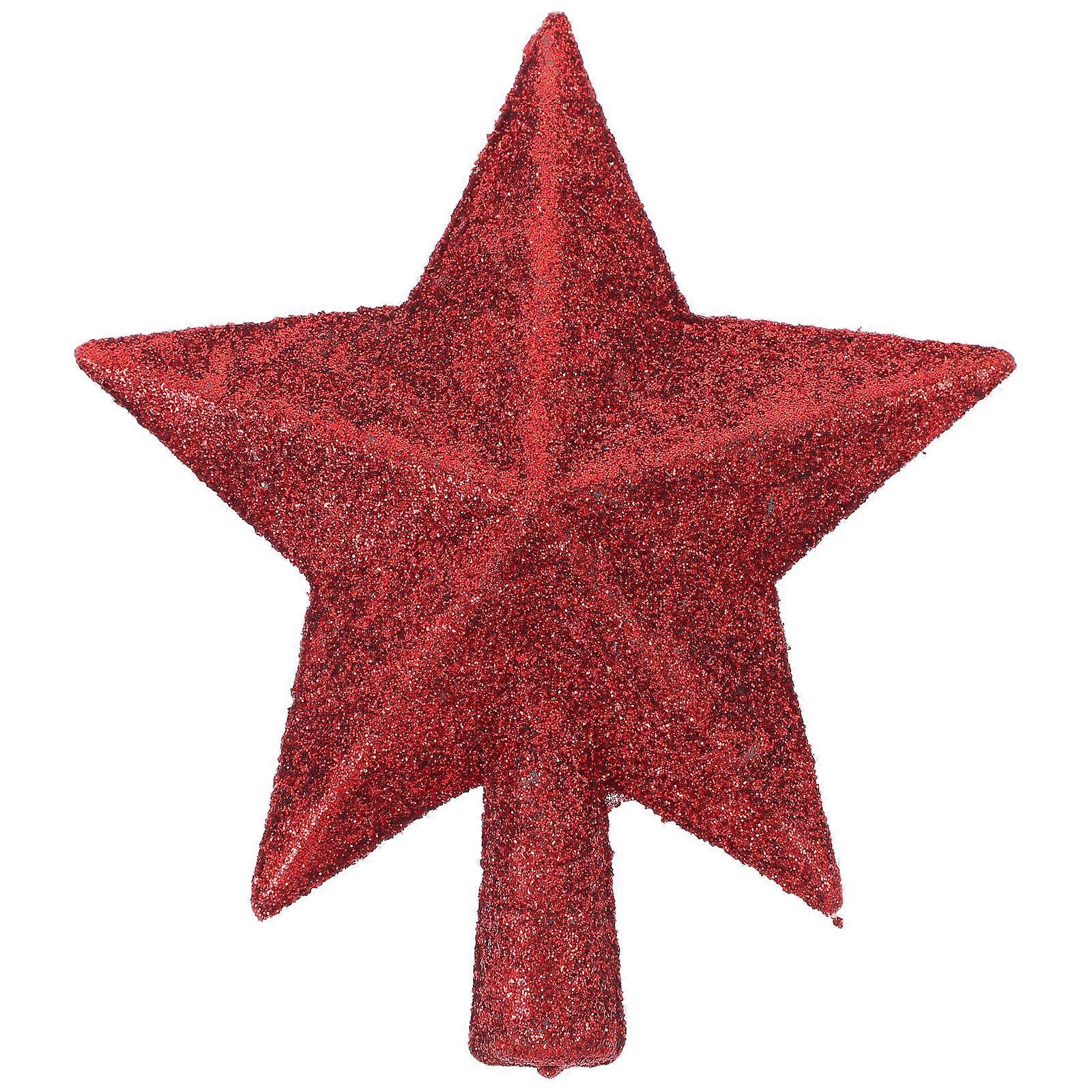 Shatterproof Star Tree Topper Red with Easy Cone Base Fit for Christmas Decor Use