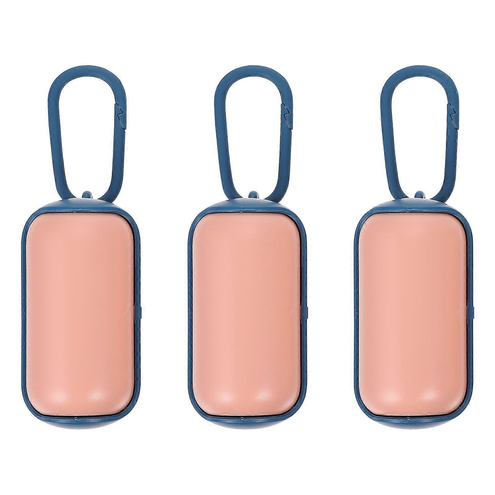 Portable Dog Waste Bag Dispenser in Navy ABS Material for Pet Use Lightweight and Durable with 3Pcs Holders and 45 Bags