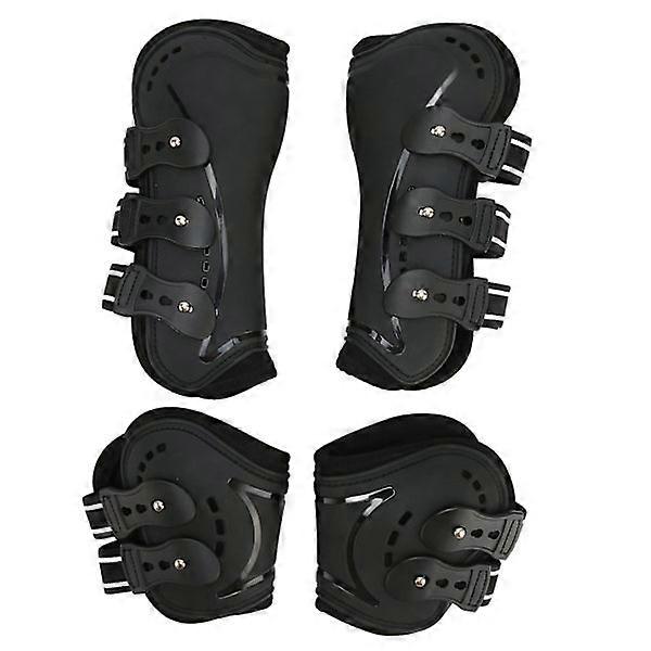 Horse Front Hind Leg Boots Shock Absorption Breathable Open Front PU Shell Horse Tendon Boots for Jumping Show Riding L