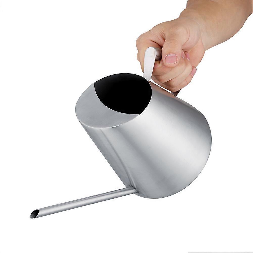 1500ml stainless steel watering can brushed planting in outdoor garden.