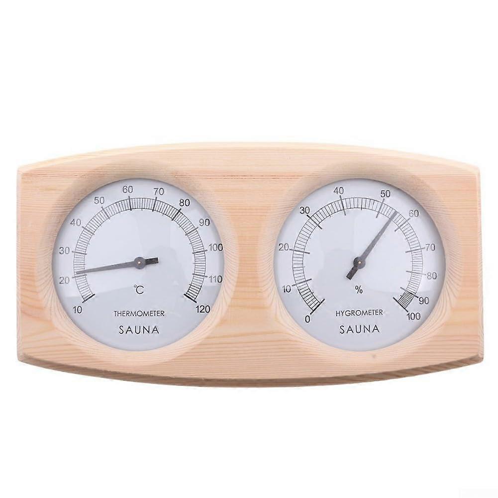 Sauna Thermometer Hygrometer 2-in-1 Wall Mounted Wooden Accurate Temperature Monitor for Pool and Sauna Use
