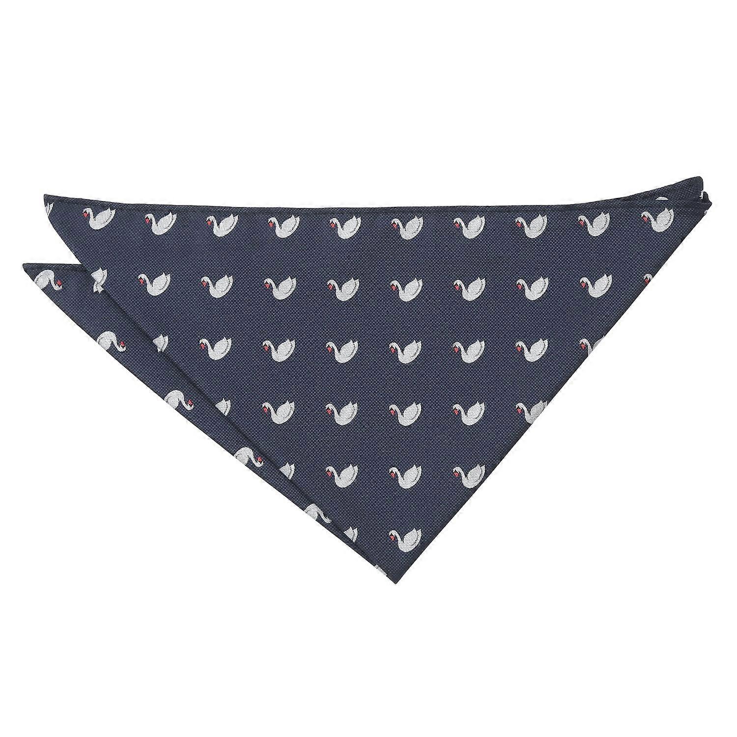 Navy Blue Swan Embroidered Pocket Square