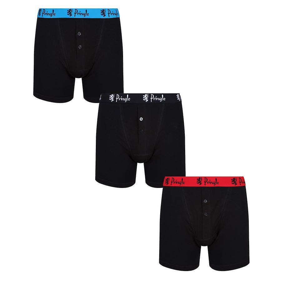 Pringle Pachet 3 William Button Front Bumbac Stretch Boxeri - Negru Contrast