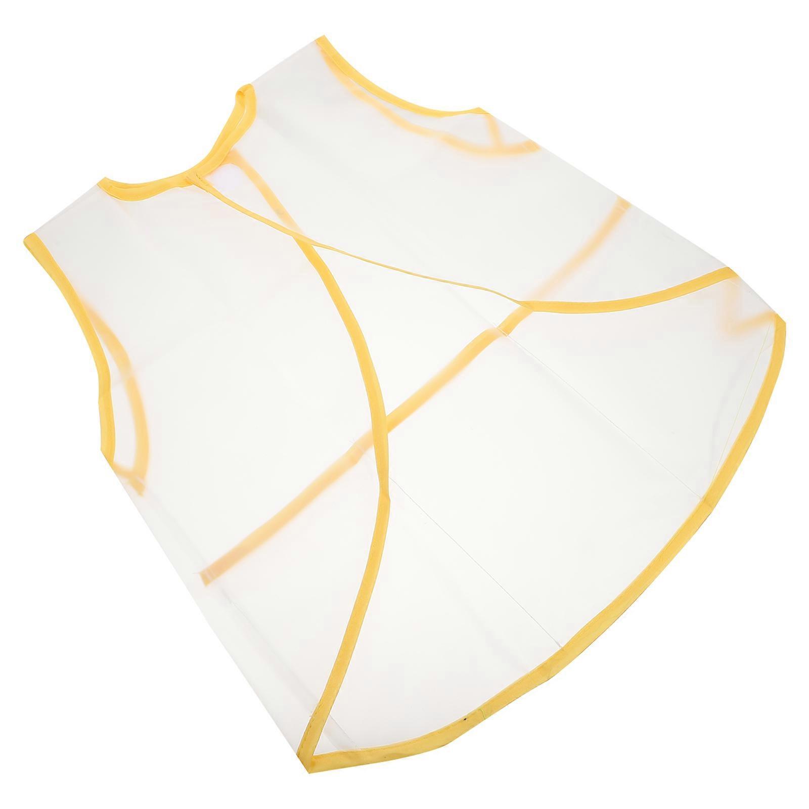 Yellow Waterproof Painting Apron for Kids Use with Sticky Buckle Design and Plastic 1pc